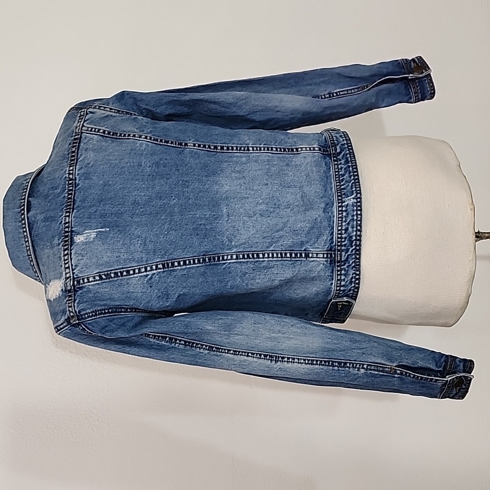 Mono B Jacket Denim Distressed Blue Size M - Picture 11 of 14